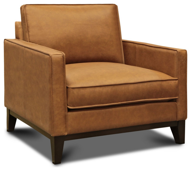Leather Mid Century Armchair, Mid Century Modern Camel Brown Leather Sofa Newport