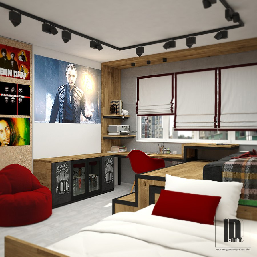 Детская комната, письменный стол и кровать