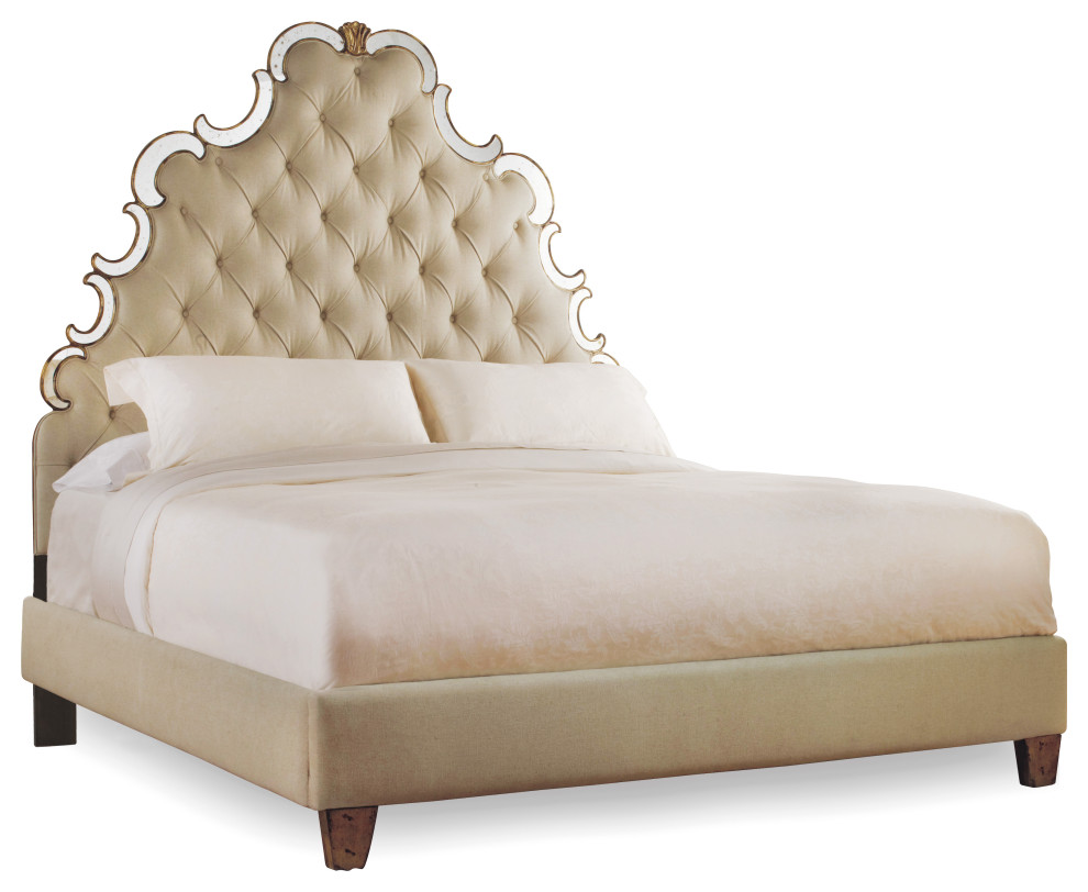 Sanctuary King Tufted Bed Bling Transitional Platform Beds by