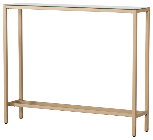 Fallon Narrow Console Table With, Gold Console Table With Mirror Top