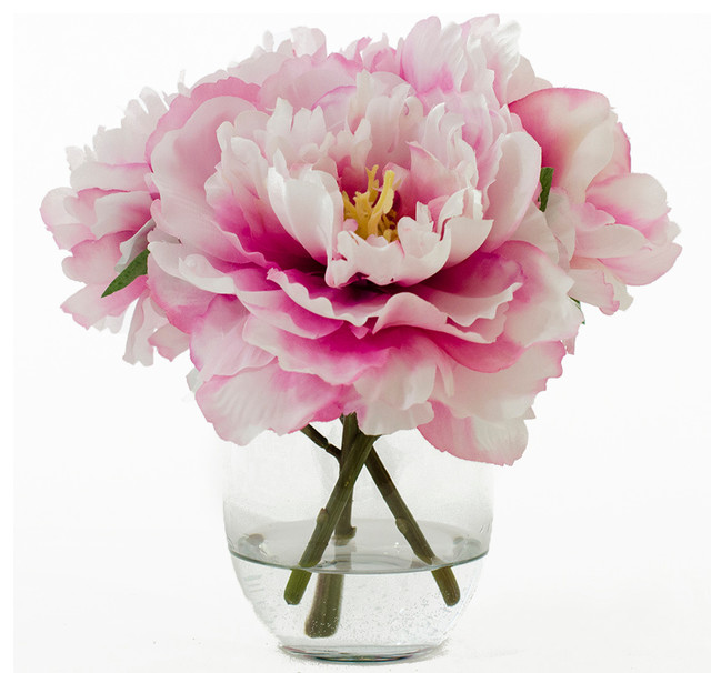 Silk Fuchsia Peony Faux Arrangements & Centerpieces for Home Decor