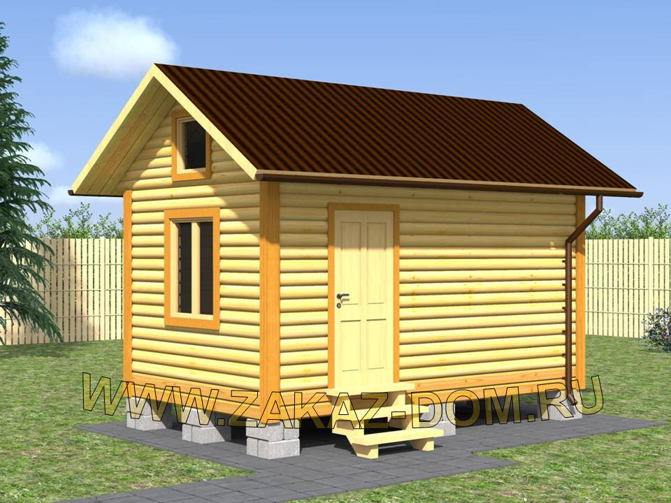 Проект одноэтажной бани из бруса (3х5 м) : Б-99