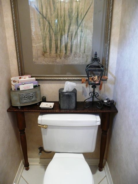 Small custom Table behind toilet