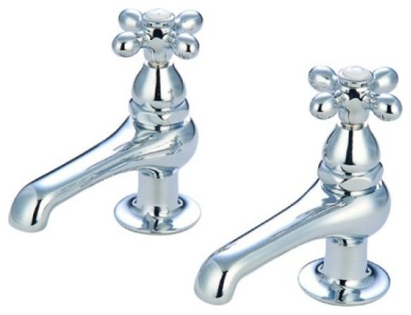 Kingston Brass Polished Chrome Restoration Twin Handle Basin Faucet Set KS3201AX