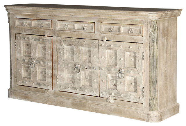 Palazzo Rustic Solid Wood Studded Door, French Farmhouse Rustic Solid Oak Large Dresser