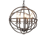 5-light Antique Black Metal Tube Globe Chandelier - Transitional ...