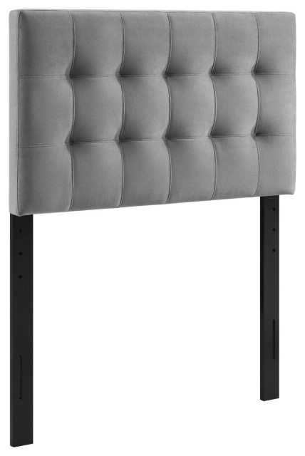 Gray Lily Biscuit Tufted Twin Performance Velvet Headboard