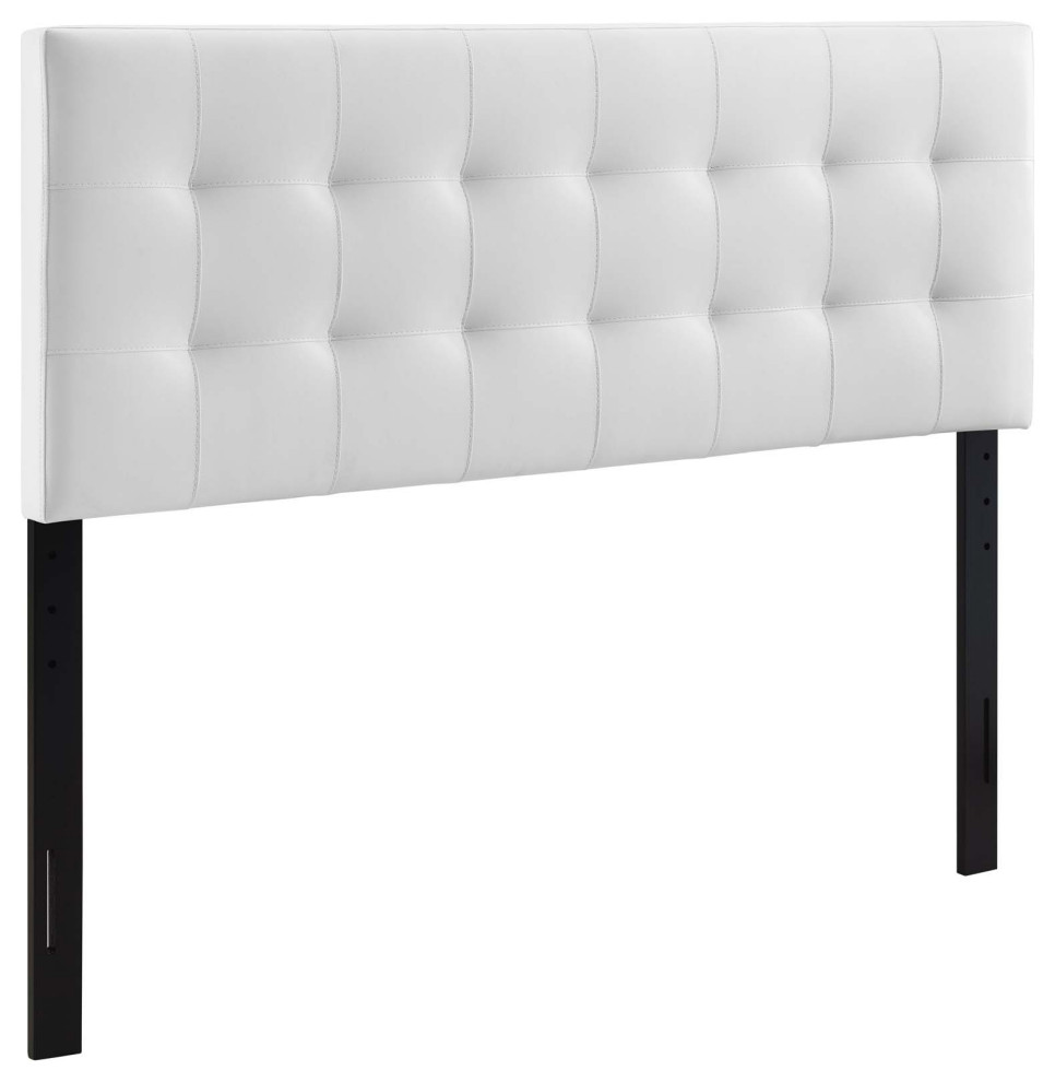 Modern Contemporary Full Size Vinyl Headboard, Black Faux Leather