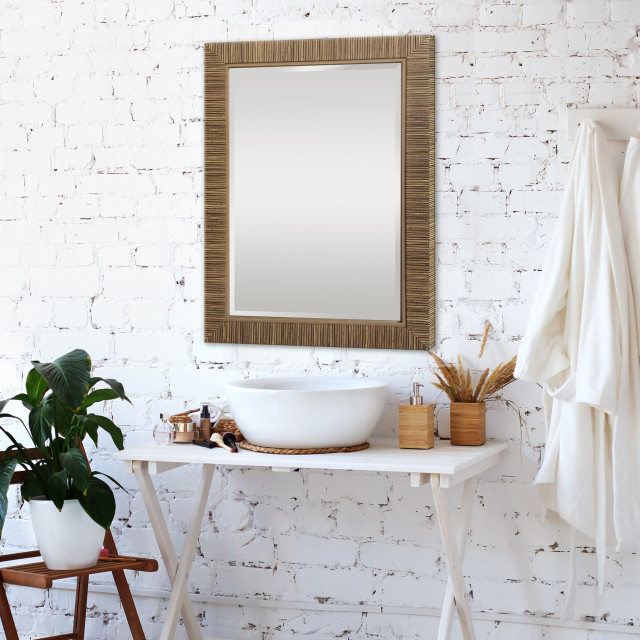 Rattan, With A Thin Liner That Complements The Natural Coloring Mirror ...