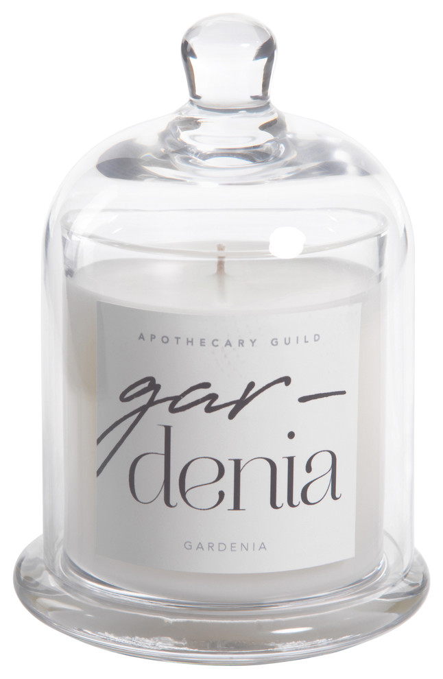 Gardenia Scented Candle Jar With Glass Dome Contemporary Candles