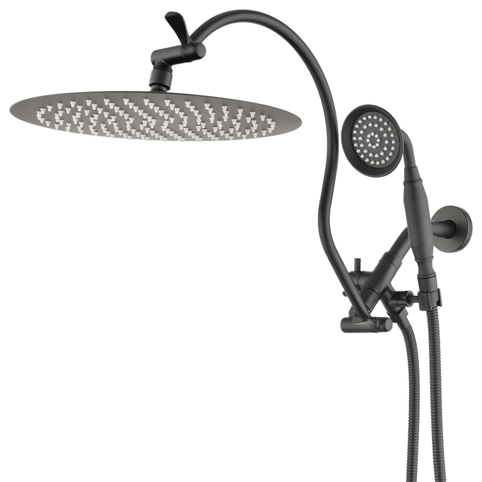 12'' Rainfall Shower Head Set with Upgraded Adjustable Extension Arm Contemporary