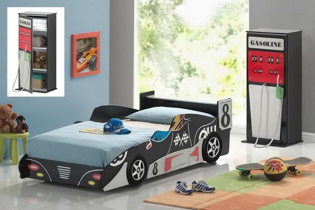 Kids Twin Size Race Car Bed