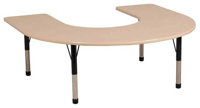 ECR4KIDS 60 x 66 in. Maple Top Horseshoe Adjustable Activity Table - Chunky Legs