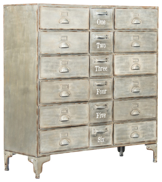 Rhine Loft Gray Wash 18 Drawer Numbered Metal Cabinet Rhine Loft Gray Wash 18 Drawer Numbered Metal Cabinet