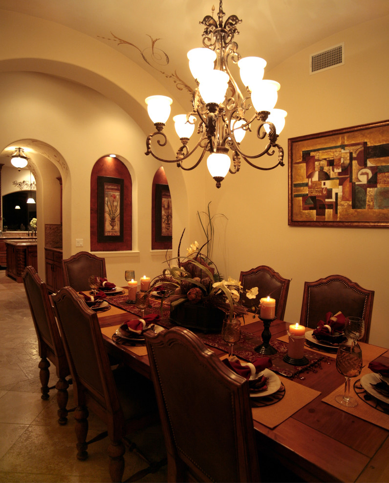 This is an example of a mediterranean dining room in Austin.