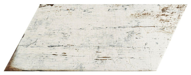 7.13"x16.38" Lambris Naveta Porcelain Floor/Wall Tiles, Set of 13, Blanc