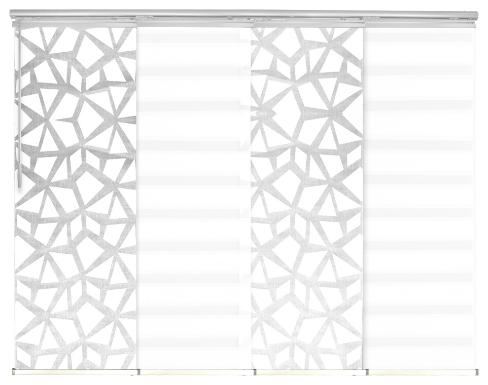Scattered-Blanched White 4-Panel Track Extendable Vertical Blind 48-88"x118.5"