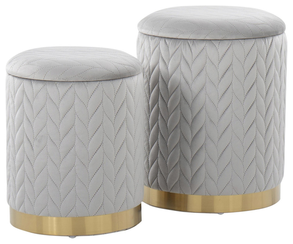 Marla Quilted Ottoman Set Contemporary Footstools And Ottomans by