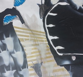 Horned Animal, Pods, Stripes Original By Ashley Sauder Miller
