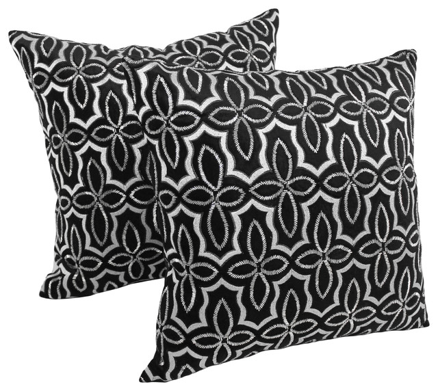 20in Moroccan Beaded Velvet Throw Pillows Set Of 2 Silver Beads 20in Moroccan Beaded Velvet Throw Pillows Set Of 2 Silver Beads Black