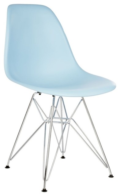 Shell Chair Blue Set of 2 Light Blue Mid Century Modern Dining Shell Chair, Steel Eiffel ...