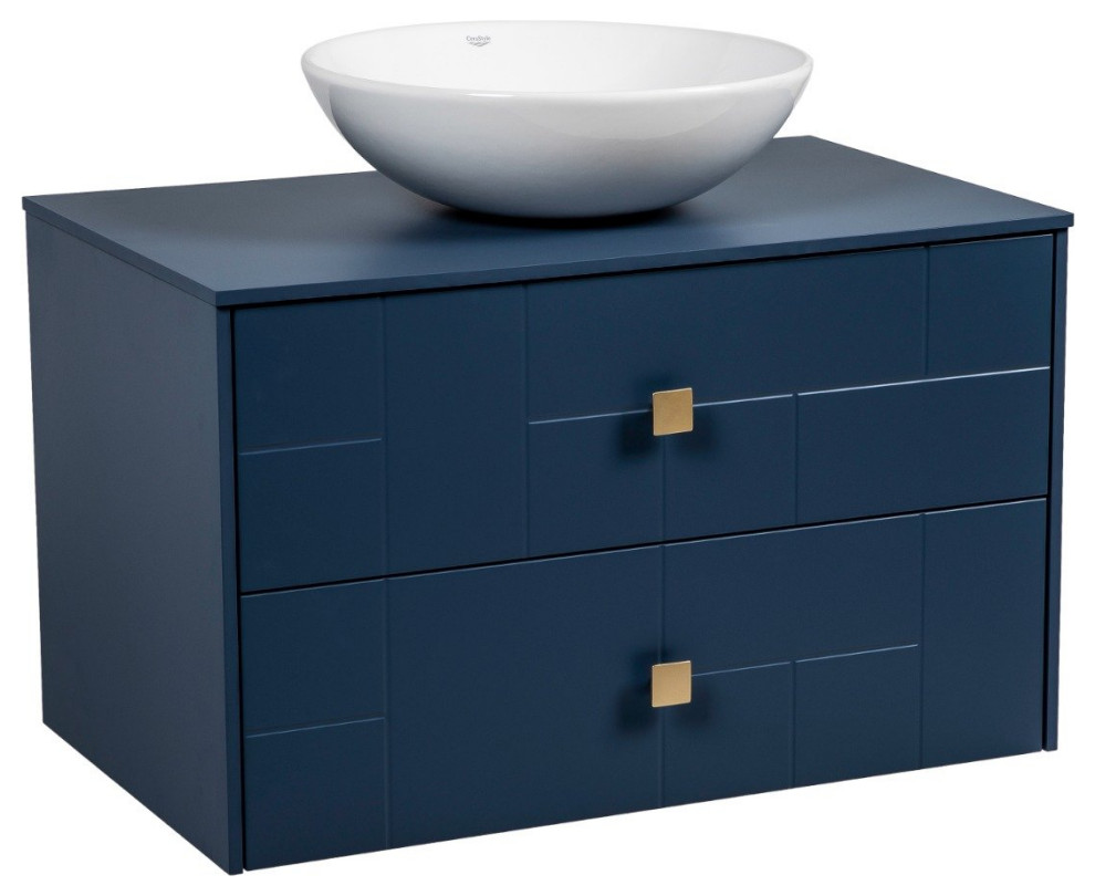 Modern WallMounted Bathroom Vanity Dune Blue Matte Diamond 32", 30