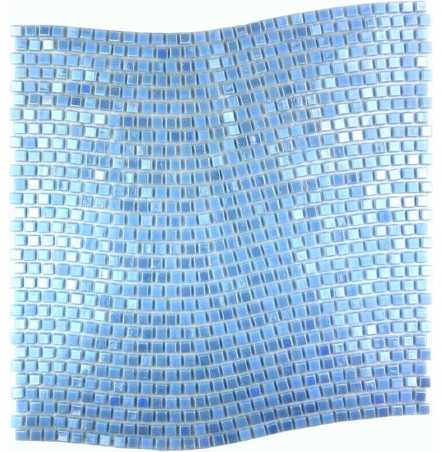 Miseno Comet Wave Pattern Glass Wall Tile Sheet Contemporary Wall