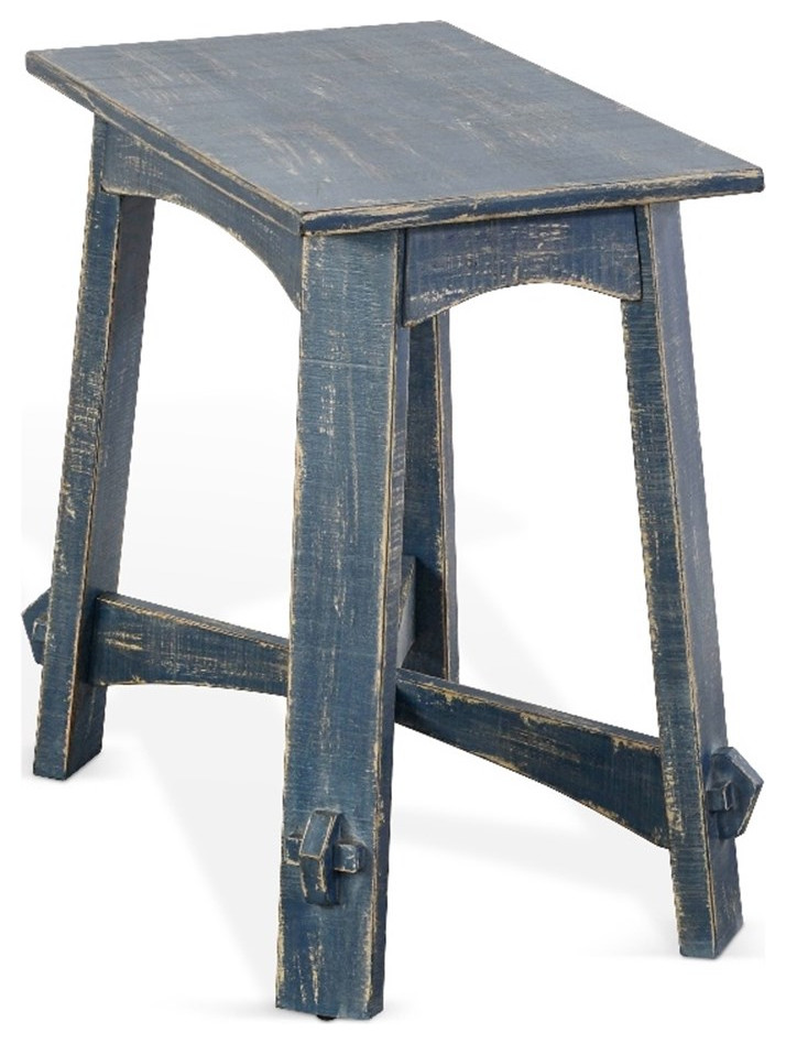 Sunny Designs Marina Farmhouse Mahogany Wood Chair Side Table in Ocean