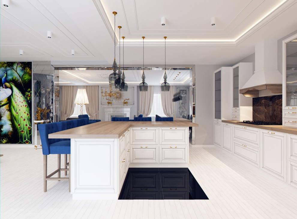 Проект дома в г.Богородск, гостиная-кухня 77,84м2