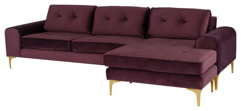 Nuevo Furniture Colyn Sectional Sofa in Mulberry/Gold