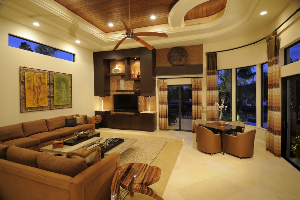 Photo of a contemporary living room in Miami.