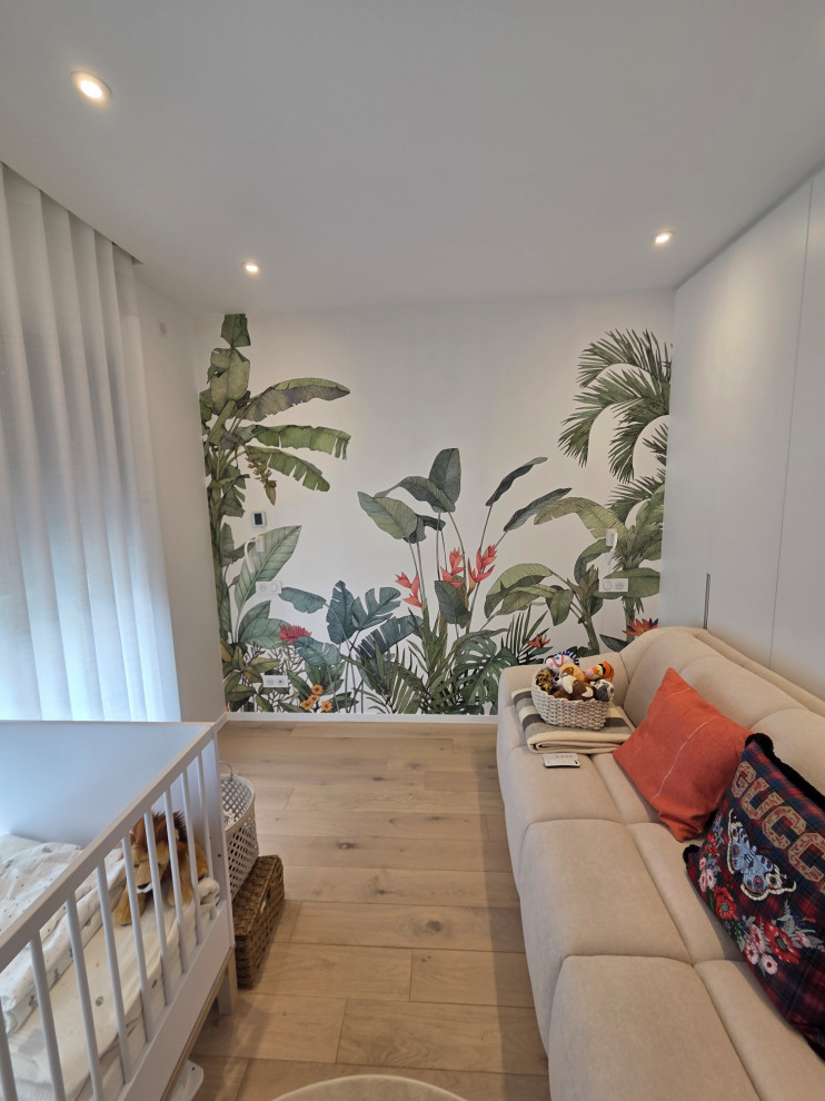 Inspiration pour une chambre de bébé craftsman.
