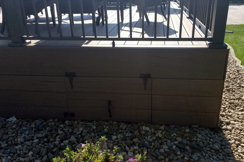 Large backyard deck photo with no cover