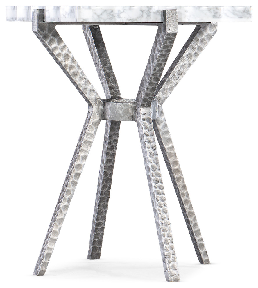 Hooker Furniture Melange Glendon Veneers and Metal Side Table in Silver