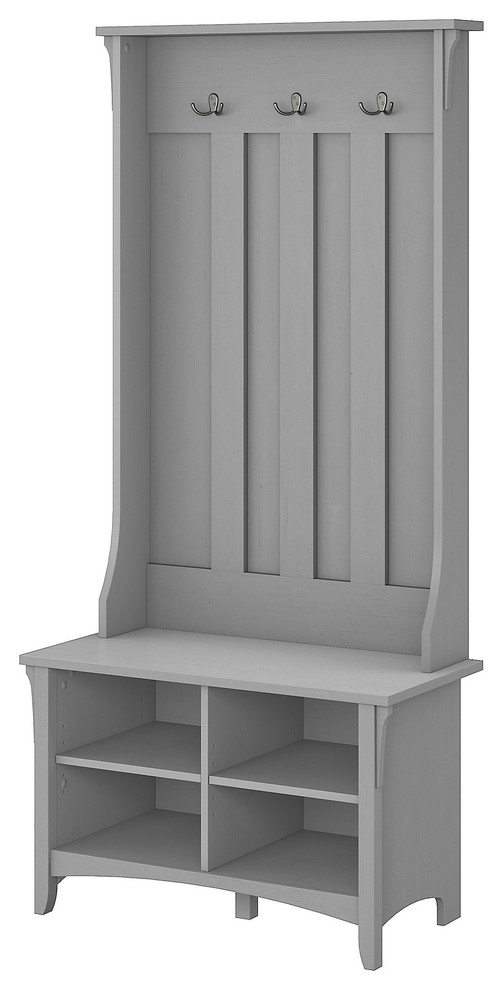 Bush Furniture Salinas Hall Tree With Storage Bench, Cape Cod Grey