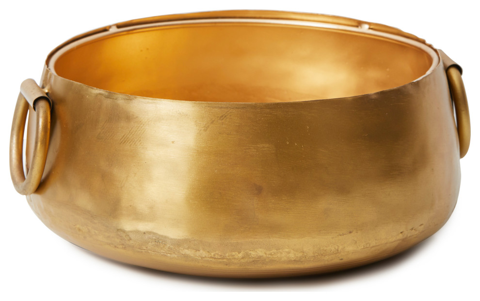 Gold Iron Handi Bowl, 3.75" Tall and 9" Diameter