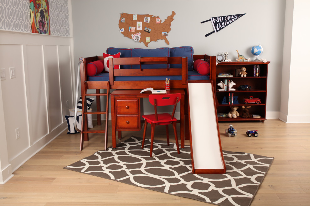 Imagen de dormitorio infantil de 4 a 10 años minimalista pequeño