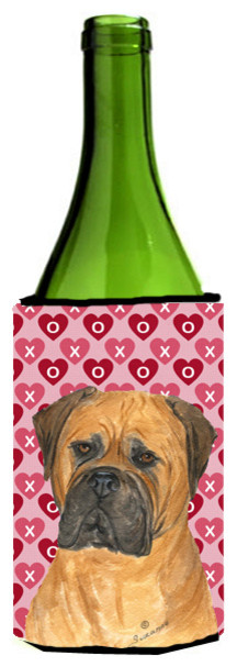 Bullmastiff Hearts Love and Valentine's Day Portrait Wine Bottle Beverage Insul