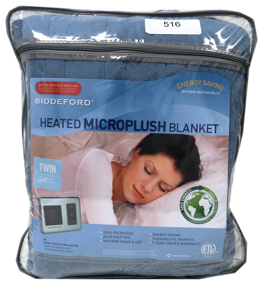 Biddeford MicroPlush Electric Heated Blanket Twin Dusty Blue