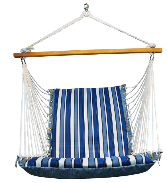 Soft Comfort Cushion Hanging Chair, Tropical Palm Stripe Blue