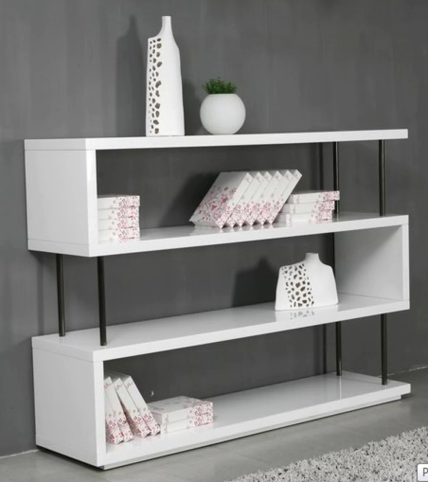 Clancy White Wall Unit/ Bookcase Contemporary Bookcases by