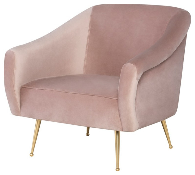 Aminta Occasional Chair Blush Velour Midcentury Armchairs And