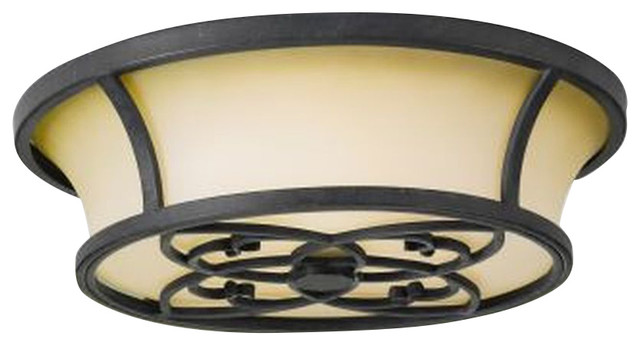 Feiss King's Table Three Light Antique Excavation Glass Flush Mount