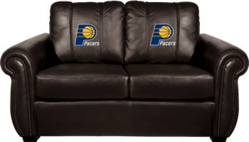 Indiana Pacers NBA Chesapeake Brown Leather Loveseat