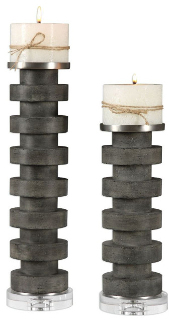 Uttermost Karun Concrete Candleholders Set of 2