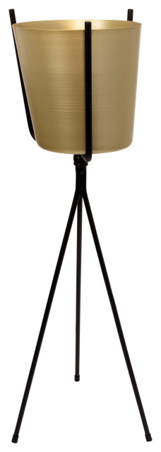 Sagebrook Home Pflanzkübel Aus Bambus – Braun, 39 X 39 X 76 Cm, Mit Holz-Tripod