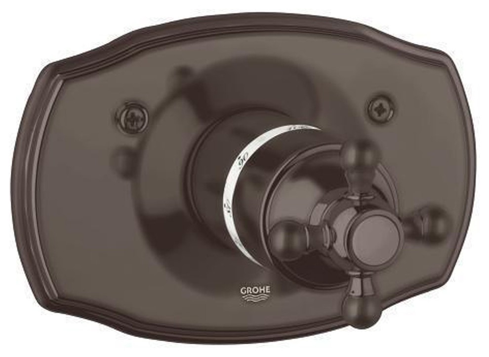 Grohe 19615ZB0 Geneva Thermostatic Trim, Oil Rubbed Bronze Traditional Tub And Shower Parts