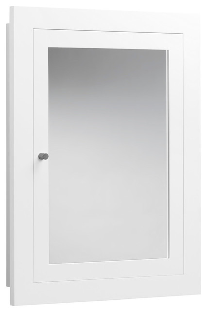 ronbow frederick 24"x32" solid wood framed bathroom medicine cabinet, white