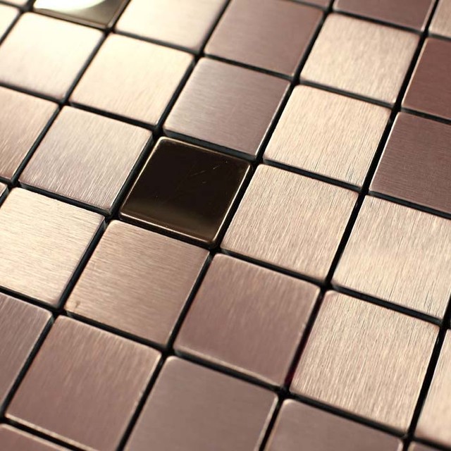 Metallic Tile Cinnamon Aluminum Stainless Steel Metal Mosaic Wall Tile