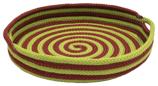 Candy Cane Round Tray, Red/Green 18"X18"X3"